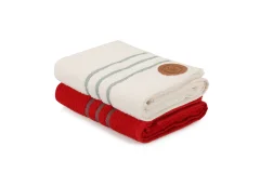 L'ESSENTIEL MAISON 411 - Red, Cream, Grey, Khaki (2 kosa) set brisač