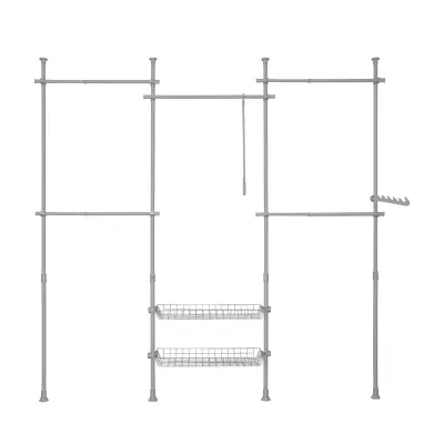 SoBuy teleskopski garderobni sistem v sivi barvi v stilu minimalizma