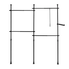 SoBuy teleskopski garderobni sistem v črni barvi v stilu minimalizma
