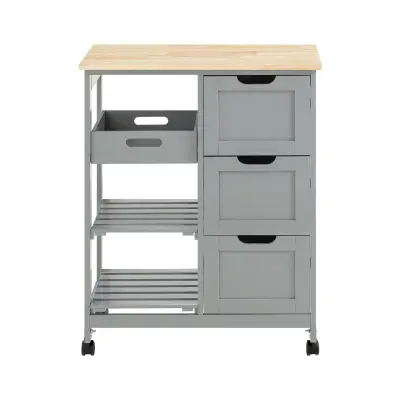 SoBuy kuhinjska omarica na kolesih sive barve v skandinavskem slogu