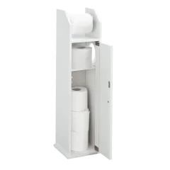 SoBuy prosto stoječe leseno držalo za rolico toaletnega papirja v beli barvi v skandinavskem slogu