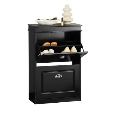 SoBuy predsoba ozka omara za čevlje v črni barvi v skandinavskem slogu