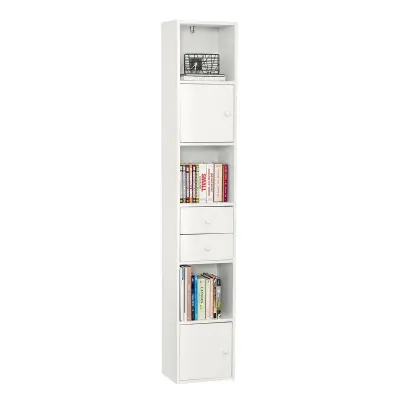 SoBuy visoka knjižna omara v beli barvi v skandinavskem slogu