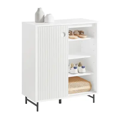 SoBuy omara za shranjevanje z drsnimi vrati v beli barvi v stilu minimalizma