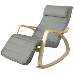 SoBuy gugalni stol z naslonom za noge sive barve v skandinavskem slogu