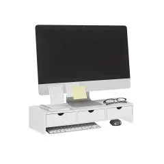 SoBuy stojalo za monitor z dvema predaloma v beli barvi v skandinavskem slogu