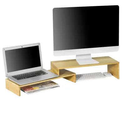 SoBuy organizator pisalne mize za monitor v barvi lesa v skandinavskem slogu