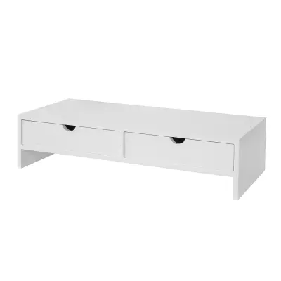 SoBuy stojalo za monitor pisalni organizator z 2 predaloma v beli barvi v skandinavskem slogu