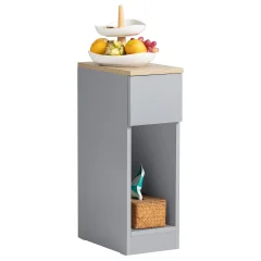 SoBuy ozka nočna omarica v sivi barvi v stilu minimalizma