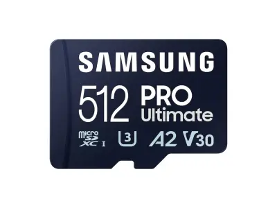 Spominska kartica Samsung PRO Ultimate, micro SDXC, 512GB, U3, V30, A2, UHS-I, z SD adapterjem