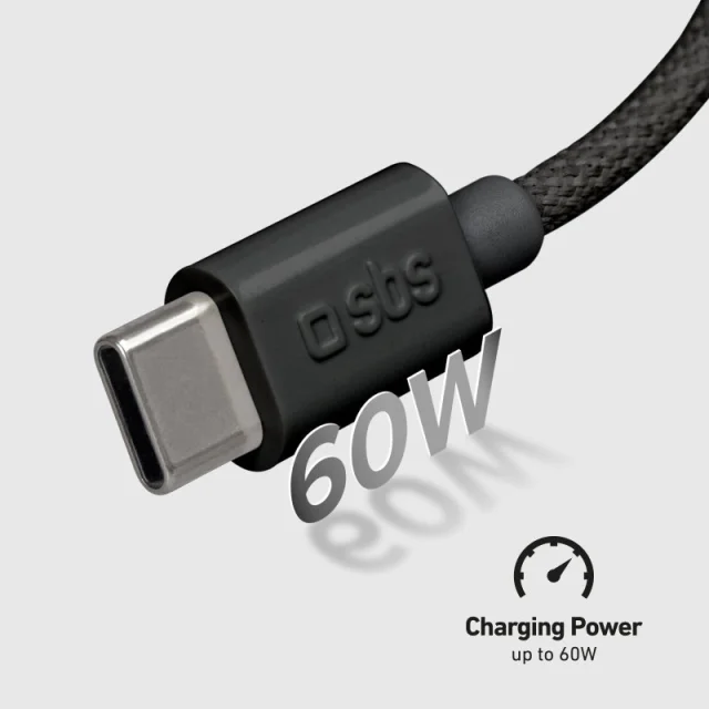 SBS USB-C na USB-C 1,5M (črn) povezovalni kabel