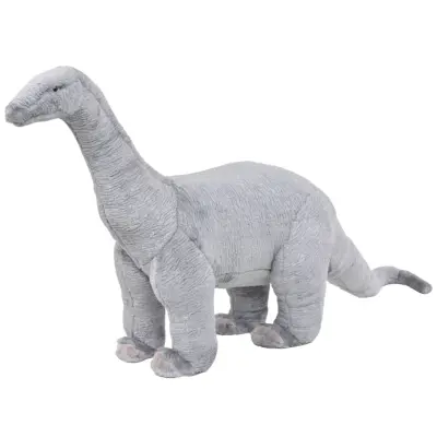 vidaXL Stoječa plišasta igrača dinozaver brahiozaver siv XXL