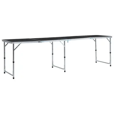vidaXL Zložljiva miza za kampiranje siva iz aluminija 240x60 cm