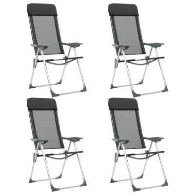 vidaXL Zložljivi stoli za kampiranje 4 kosi črne barve aluminij