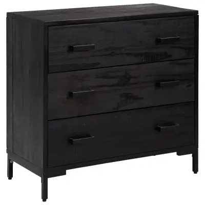 vidaXL Predalnik črn 75x35x70 cm trdna borovina