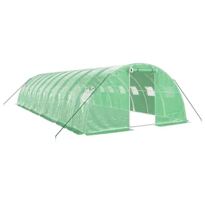 vidaXL Rastlinjak z jeklenim ogrodjem zelen 40 m² 10x4x2 m