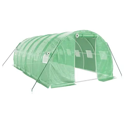 vidaXL Rastlinjak z jeklenim ogrodjem zelen 18 m² 6x3x2 m
