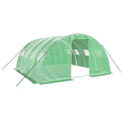vidaXL Rastlinjak z jeklenim ogrodjem zelen 16 m² 4x4x2 m