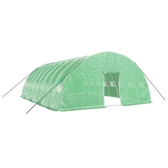 vidaXL Rastlinjak z jeklenim ogrodjem zelen 48 m² 8x6x2,85 m