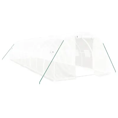 vidaXL Rastlinjak z jeklenim okvirjem bel 30 m² 10x3x2 m