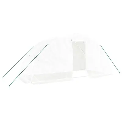 vidaXL Rastlinjak z jeklenim ogrodjem bel 10 m² 5x2x2,3 m