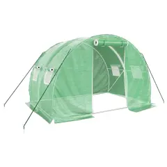 vidaXL Rastlinjak z jeklenim ogrodjem zelen 6 m² 3x2x2 m