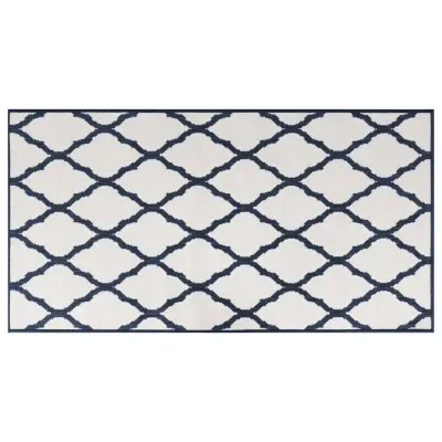vidaXL Zunanja preproga mornarska in bela 80x150 cm dvostranski dizajn
