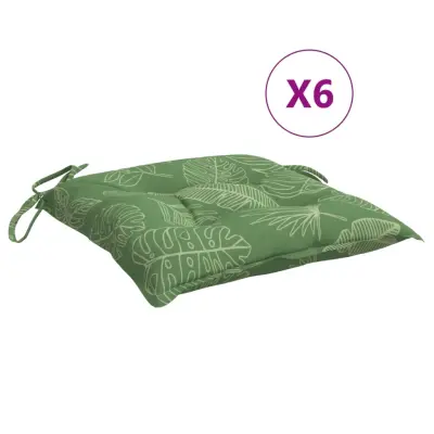 vidaXL Blazina za stol 6 kosov vzorec z listi 40x40x7 cm blago