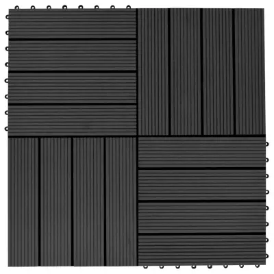 vidaXL Talne plošče 11 kosov WPC 30x30 cm 1 m² črne