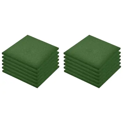 vidaXL Zaščitne plošče 12 kosov guma 50x50x3 cm zelene