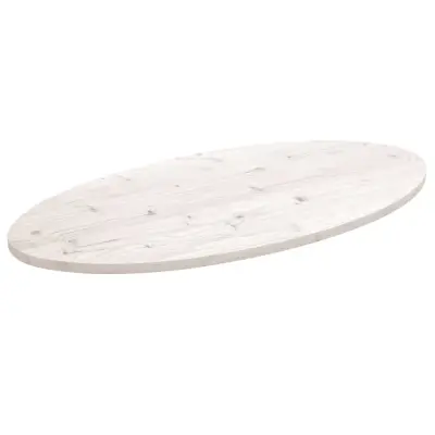 vidaXL Mizna plošča bela 100x50x2,5 cm trdna borovina ovalna