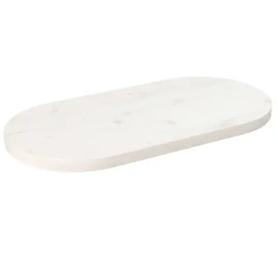 vidaXL Mizna plošča bela 60x30x2,5 cm trdna borovina ovalna