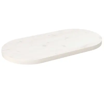 vidaXL Mizna plošča bela 80x40x2,5 cm trdna borovina ovalna