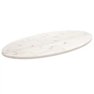 vidaXL Mizna plošča bela 110x55x2,5 cm trdna borovina ovalna