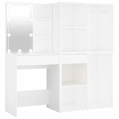 vidaXL LED toaletna mizica z 2 omaricama bel inženirski les