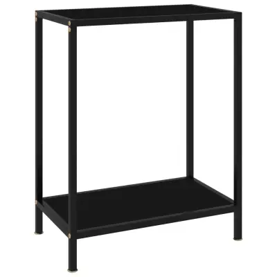 vidaXL Konzolna mizica črna 60x35x75 cm kaljeno steklo