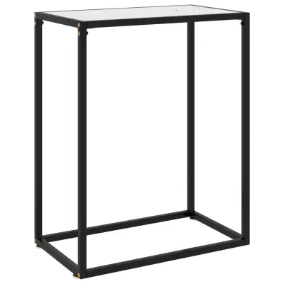 vidaXL Konzolna mizica bela 60x35x75 cm kaljeno steklo