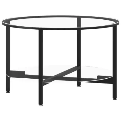 vidaXL Čajna mizica črna in prozorna 70 cm kaljeno steklo