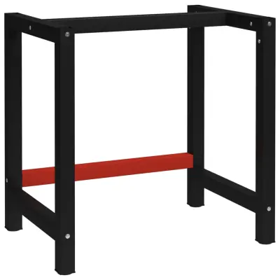 vidaXL Kovinski okvir za delovno klop 80x57x79 cm črn in rdeč