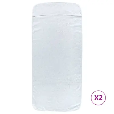 vidaXL Brisače za plažo 2 kosa bele 75x200 cm tkanina 400 GSM