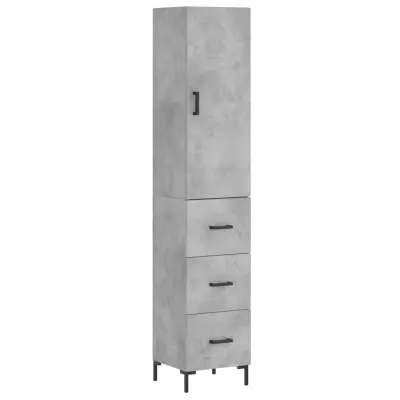 vidaXL Visoka omara betonsko siva 34,5x34x180 cm inženirski les