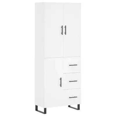 vidaXL Visoka omara bela 69,5x34x180 cm inženirski les