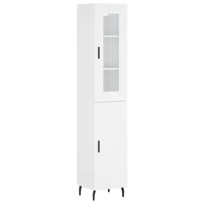 vidaXL Visoka omara bela 34,5x34x180 cm inženirski les