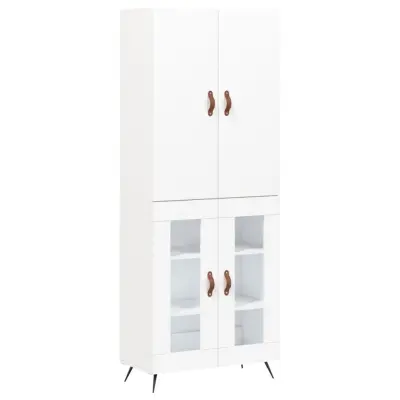 vidaXL Visoka omara bela 69,5x34x180 cm inženirski les