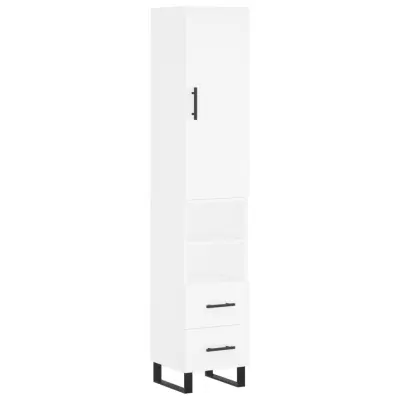 vidaXL Visoka omara bela 34,5x34x180 cm inženirski les