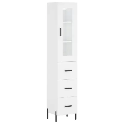 vidaXL Visoka omara bela 34,5x34x180 cm inženirski les