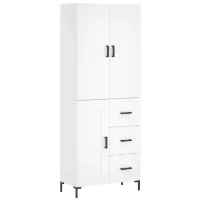 vidaXL Visoka omara bela 69,5x34x180 cm inženirski les