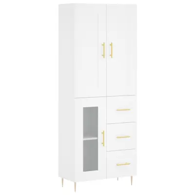vidaXL Visoka omara bela 69,5x34x180 cm inženirski les