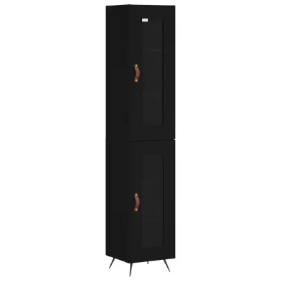 vidaXL Visoka omara črna 34,5x34x180 cm inženirski les