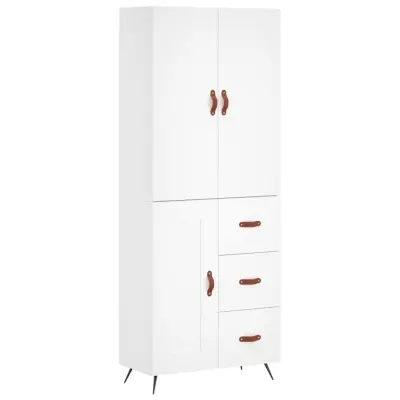 vidaXL Visoka omara bela 69,5x34x180 cm inženirski les